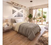 Trapunta Invernale Ignifuga Classe 1, Bicolore, No Stiro, Made in Italy | Singolo 170x260cm, Microfibra Flame Retardant,Imbottitura Poliestere Autoestinguente 200gr, Tortora/Panna