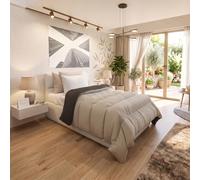 Trapunta Invernale Ignifuga Classe 1, Bicolore, No Stiro, Made in Italy | Singolo 170x260cm, Microfibra Flame Retardant,Imbottitura Poliestere Autoestinguente 200gr, Grigio Chiaro/Grigio Scuro