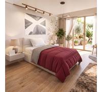 Trapunta Invernale Ignifuga Classe 1, Bicolore, No Stiro, Made in Italy | Singolo 170x260cm, Microfibra Flame Retardant,Imbottitura Poliestere Autoestinguente 200gr, Bordeaux/Grigio Chiaro