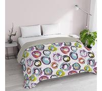 Trapunta Invernale Matrimoniale 250x245 cm, Doubleface, Microfibra, Made in Italy - Piumone Imbottitura 200gr Cerchi Astratti