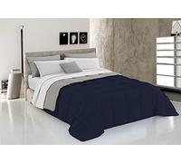 Italian Bed Linen Trapunta Invernale Elegant, Microfibra, Blu Scuro/Grigio Chiaro, 2 Piazze