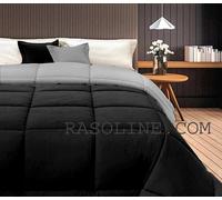 Trapunta Invernale Matrimoniale Double Face Piumone Nero / Grigio