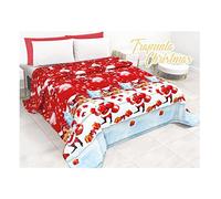 Trapunta Invernale Piumone Moderno Matrimoniale Singola Babbo Natale Neve Rosso (Singolo)