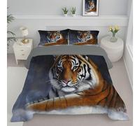 Trapunta Invernale, Piumone Stampata Tigre Ritratto, Trapunta Marrone Imbottita 200 Gr/Mq 4 Stagioni, Piumone Animali Selvaggi Realistici Microfibra Sintetica Anallergica Traspirante 200x200 cm