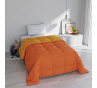 Trapunta Invernale Singola 170x260 cm, Bicolore, Doubleface, Microfibra, Made in Italy - Piumone Imbottitura 300gr Arancio/Giallo