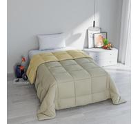 Trapunta Invernale Singola 170x260 cm, Bicolore, Doubleface, Microfibra, Made in Italy - Piumone Imbottitura 300gr Tortora/Panna
