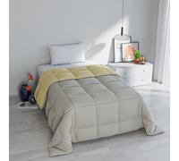 Trapunta Invernale Singola 170x260 cm, Bicolore, Doubleface, Microfibra, Made in Italy - Piumone Imbottitura 300gr GrigioChiaro/Panna