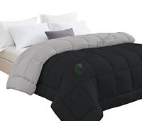 Trapunta Invernale Tinta Unita Double Face Matrimoniale Imbottita 350 gr/mq Piumone Caldo Letto 2 Piazze 260x260 cm Bicolore Nero Grigio Mod. J