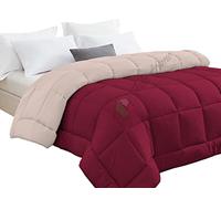 Trapunta Invernale Tinta Unita Double Face Singola Imbottita 350 gr/mq Piumone Caldo Letto 1 piazza 180x260 cm Bicolore Rosso Panna Mod. J