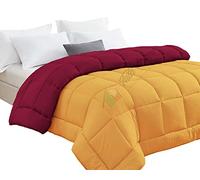Trapunta Invernale Tinta Unita Double Face Singola Imbottita 350 gr/mq Piumone Caldo Letto 1 piazza 180x260 cm Bicolore Rosso Arancio Mod. J