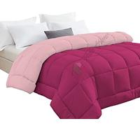 Trapunta Invernale Tinta Unita Double Face Singola Imbottita 350 gr/mq Piumone Caldo Letto 1 piazza 180x260 cm Bicolore Rosa Fucsia Mod. J