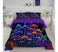 Trapunta Invernale Viola, Trapunta Psichedelico Fungo Morbida e Calda Microfibra, Piumone Stile Fiaba Fantasy anallergica e traspirante Addensare Fluffy, Piumone Double Face 264x228 cm