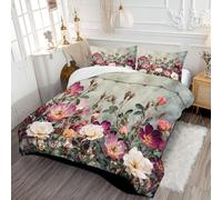 Trapunta Letto Matrimoniale Campo Di Rose Piumone Letto Trapuntato Pittura Murale Di San Valentino Caldo e Soffice Piumino Invernale - Lavabile in Lavatrice con Federe 200x200cm, Grigio Chiaro