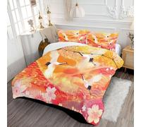 Trapunta Letto Matrimoniale Trapuntino Traspirante e super Fiori Di Ciliegio E Onde Copriletto Trapuntato Piumino Alternativo per 4 Stagioni con Federe 240x260cm Arancia