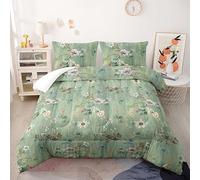 Trapunta Letto Singolo Fiori Verdi Salvia Trapunte Singole Microfibra Piumone Invernale Lavabile Trapunta Singola Piumoni Traspirante Trapunta Anti Allergia Trapunte+2 Federe(50x75cm) 140x200cm