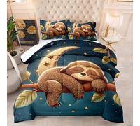 Trapunta Letto Singolo Luna Animale Marrone Copriletti Microfibra Trapunte Lavabile Trapunta Letto Singolo Traspirante Piumone Anti Allergia Trapunta Singola+2 Federe(50x75cm) 140x200cm