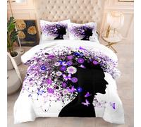 Trapunta Letto Singolo Ragazza Viola Nera Trapunte Singole Microfibra Piumone Invernale Lavabile Trapunta Singola Piumoni Traspirante Trapunta Anti Allergia Trapunte con 2 federe(50x75cm) 140x200cm