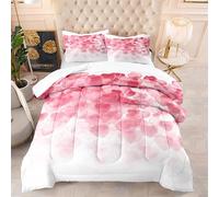 Trapunta Letto Singolo Stampa Rosa Bianca Trapunte Singole Microfibra Piumone Invernale Lavabile Trapunta Singola Piumoni Traspirante Trapunta Anti Allergia Trapunte con 2 federe(50x75cm) 140x200cm