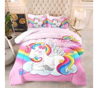 Trapunta Letto Singolo Unicorn Pink Castle Trapunte Singole Microfibra Piumone Invernale Lavabile Trapunta Singola Piumoni Traspirante Trapunta Anti Allergia Trapunte con 2 federe(50x75cm) 140x200cm