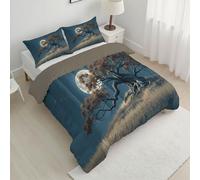 Trapunta Letto Una Piazza e Mezza 4 Stagioni Piumone, Stampa Vintage Rovere Piumini Leggero Astratto Luna Piena Set di Biancheria da Letto 264x230cm con 2 Federe,Piumino Lavabile In Lavatrice