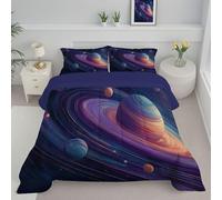 Trapunta Letto Una Piazza e Mezza, Set Trapunta Leggera 264x230cm con 2 Federa 50x75cm, Sistema Solare Astratto Piumino 4 stagioni In Microfibra, Universo Pianeta Piumone per Tutte le Stagioni