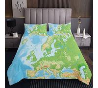 Trapunta Mappa del Mondo Trapuntato Geografia Copriletto Per Bambini Ragazzi Ragazze Bambini Mappa Coverlet Ultra Morbido Educativo Trapuntato Camera Letto Singola Dimensione170X230cm