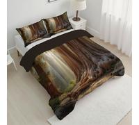 Trapunta Matrimoniale, Piumone Invernale in Microfibra, Caldo e Traspirante Reversibile Foresta Luce Sole Splende Attraverso Alberi Piumino per 4 Stagioni, 200x200cm Trapuntino con 2 Federa 50x75cm