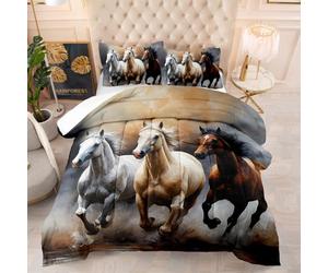 Trapunta Matrimoniale Primaverile Cavallo Grigio Marrone Copriletto Matrimoniale Primaverile Microfibra Trapunte Matrimoniali Estive Lavabile Copriletti Durevole 4 Stagioni+2 Federe(50x75cm) 260x230cm