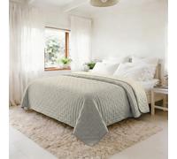 Trapunta Matrimoniale Primaverile in Microfibra, Copriletto Estivo Double Face - Trapuntino 100gr Morbido e Leggero - Coperta Letto Qualità Premium 250x250 cm - SABBIA/CREMA