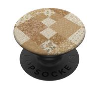 Trapunta patchwork estetica floreale floreale beige Boho Flower PopSockets PopGrip Adesivo