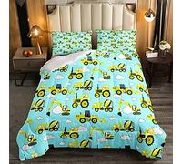Trapunta per bambini per bambini con motivo a cartoni animati per camion auto trapunta ultra morbida per cantiere di costruzione piumone per letto 135x200cm
