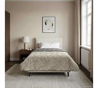 Trapunta per tutte le stagioni, grigio chiaro, 155 x 200 cm, con microfibra e pile, trapunta estiva e invernale, traspirante, morbida, resistente, ideale come coperta per bambini o copriletto
