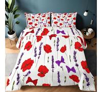 Trapunta pianta fiore lavanda fiocco con Stampa a Pattern, Trapunta con Cerniera per Ragazze - Piumone Ragazzi e Adolescenti natura Copertura del Piumone 135 x 200 cm