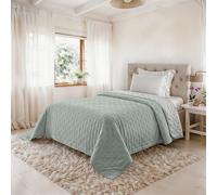Trapunta Piazza e Mezza Primaverile in Microfibra, Copriletto Estivo Double Face - Trapuntino 100gr Morbido e Leggero - Coperta Letto Qualità Premium 220x250 cm - GREEN/BIANCO