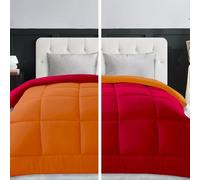 Trapunta Singola Invernale 180x260, Piumone Caldo Letto Autunno Inverno Tinta Unita Double-Face Imbottita Morbida Microfibra Modello Giuditta Quattro Stagioni Bicolore Arancio&Rosso, Singolo