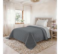 Trapunta Singola Primaverile in Microfibra, Copriletto Estivo Double Face - Trapuntino 100gr Morbido e Leggero - Coperta Letto Qualità Premium 160x250 cm - DARKGREY/LIGHT GREY