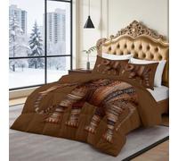 Trapunta Stampa 240 x 260 cm Elefante Dipinto A Mano India Completo copripiumino Matrimoniale/Singolo in Microfibra Morbida - Traspirante, Anallergica & Lavabile - Trapuntatura a Rombi, Marrone Caffè