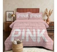 Trapunta Stampa 3D 200X200 Cm Graffiti Di Tendenza Con Lettere Texture Di Mattoni Stradali | Piumino Letto Morbida Anallergica, Trapunta Caldo Piumone Per Tutte Stagioni, Per Adulti Bambini, Rosa