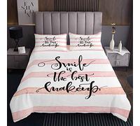 Trapunta Trapuntino Trapuntato Alfabeto Inglese per Bambini Ragazzi Ragazzi Ragazze Rosa Bianco Geometrico Righe Set Glitter Love Decor con 2 Federe 3 Pz Biancheria Letto260x240cm