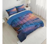 Trapunta Una Piazza e Mezza Invernale 264x230cm,Piumone Caldo 200 g/m² Imbottita in Microfibra,Piumino Anallergico e Traspirante Natura Palme Costa,Coperta Letto con Fantasie Laguna Beach California