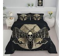 Trapunta Una Piazza e Mezza Invernale 264x230cm - Piumone Caldo Teschio Falena, Reversibile Piumino 4 Stagioni Traspirante in Morbida Microfibra, Coperta Letto Halloween Luna Piena con 2 Federa