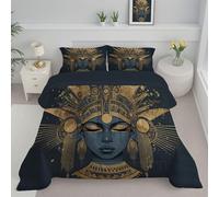 Trapunta Una Piazza e Mezza, Piumone Invernale in Microfibra, Caldo e Traspirante Reversibile Retro Personaggi Antica Regina Egizia Piumino per 4 Stagioni, 264x230cm Trapuntino con 2 Federa 50x75cm