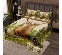 Trapuntato per la caccia ai cervi copriletto per bambini carino coperta trapuntata per ragazzi e ragazzi corna set traspirante western farmhouse botanica foglie verdi trapuntate camera da l170X230cm
