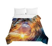 Trapuntino Copriletto Goffrato Matrimoniale Singolo, Chickw11 3D Coperta Estivo Trapunta Autunnale Trapuntato in Onde Stampa Coperta Letto Leggera per Camera da Letto (Tramonto,230x260cm)