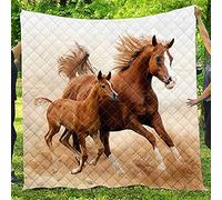 Trapuntino Copriletto Matrimoniale Singolo, Chickw11 3D Cavallo Reversibile Coperta Primaverile Autunnale Trapunta Estivo Trapuntato Coperta Letto per Camera da Letto (Cavallo Marrone,150x200cm)