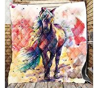 Trapuntino Copriletto Matrimoniale Singolo, Chickw11 3D Cavallo Stampa Coperta Primaverile Trapunta Estivo Trapuntato Coperta Letto Leggera per Camera da Letto (Cavallo di Doodle,150x200cm)