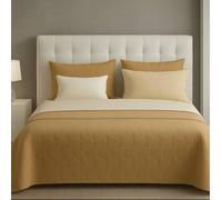 Trapuntino Copriletto Primavera Estate Double Face in Morbida Microfibra Imbottitura 100 gr/mq Trapuntino Leggera e Double Face Made In Italy (Beige, Una piazza e mezzo)