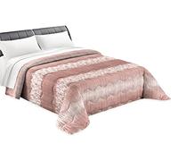Trapuntino Copriletto Trapuntato Primaverile Estivo 100 gr/mq Quilt Leggero Letto Due Piazze Matrimoniale 260x260 cm Fantasia Mosaico Moderno Made in Italy Colore Rosa Cipria