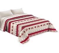 Trapuntino Copriletto Trapuntato Primaverile Estivo 100 gr/mq Quilt Leggero Letto Una Piazza e Mezza 210x260 cm Fantasia Alpina Made in Italy MOD. Baita Tirolese Bordeaux