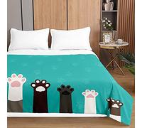 Trapuntino Copriletto Trapuntato Primaverile Estivo, Chickw11 3D Gatto Stampa Trapuntato Goffrato Trapunta Coperta Leggera per Matrimoniale Singolo (Zampa di Gattino,150x200cm)